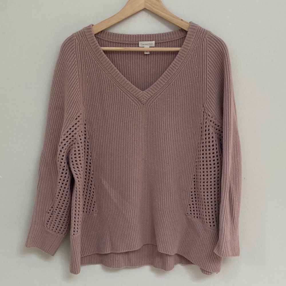 Garnet Hill Women's Cashmere V-Neck Sweater Size M